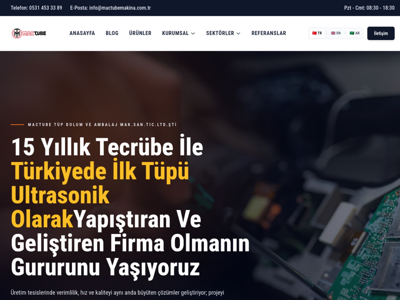 Mactube Makina sitesinin ekran görüntüsü